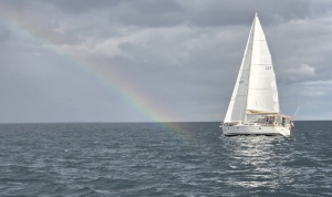 CB9AAA06-D87E-4C94-A182-C583534ACB97_1_105_c Sailing. Sailboat. Rainbow. Sunshine